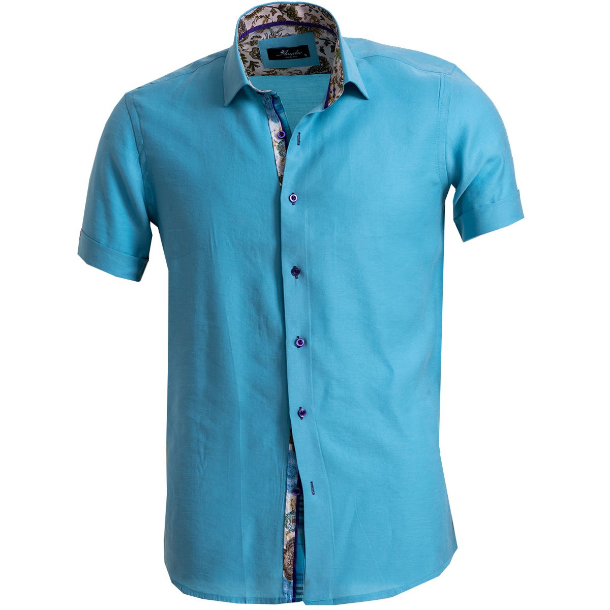 Solid Turquoise Blue Mens Short Sleeve ...